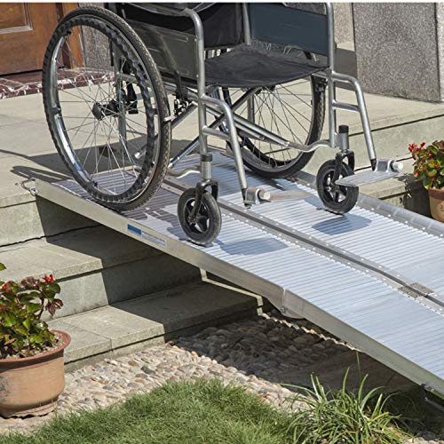 Heavens Tvcz Handicap Ramp Safety Folding 10' Aluminum Wheelchair Elderly, People, Scooter Bikes Motorcycles Threshold Portable Mobility Non-Slip Large Bearing Capacity Professional Easy Use Set-up
