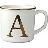 Miicol Ceramic Coffee Mug 16 oz, Monogram Coffee Cup, Golden Initial Tea Mug, Personalized Tea Cup, Unique Gift, Large Mug for Home, Office, Letter A