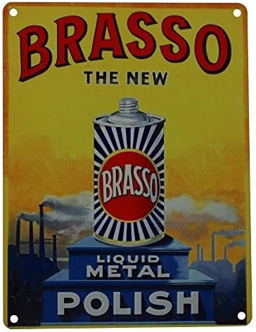 Brasso - The New Liquid Metal Polish - Mini Metal Wall Sign by The Original Metal Sign Company