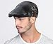 YOYEAH Individual Ivy Newsboy Cap Genuine Leather Bandage Perforation Flat Cap Men Black-1
