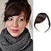 Dsoar Thick Side Bangs Clip in Real Human Hair Bangs Natural Clip on Side Bangs Straight Fringe Hair Extensions(Dark Brown Color,With Temples)