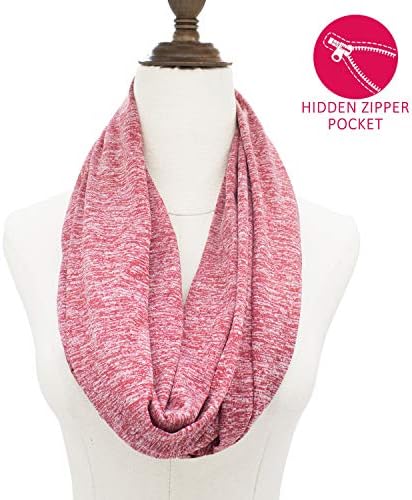 Scarf with Hidden Pocket for Women, Girls, Ladies, Travel Scarf Lightweight Wrap Infinity Scarves Striped with Zipper Pocket