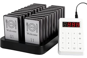 AGJ Restaurant Pager System 20 Buzzers Beepers Customer Wireless Pager System for Restaurant Food Court Food Truck Church Nursery Clinic Coffee Shop