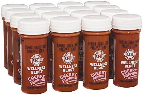 PULP STORY Cherry Poppins Cold Pressed Turmeric Juice Wellness Shots, 2 Ounce Single Servings, 16 count
