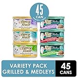purina fancy feast wet cat food variety pack grilled feast medleys seafood collection 45 3 oz cans