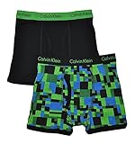 Calvin Klein Boys 2 Pack Black & Green with Blue Boxer Briefs