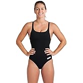 Arena Womens Solid Team Swimsuit Swim Pro Back MaxLife Open Back Bathing Suit Athletic Swimwear