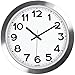 HIPPIH Large Silent Wall Clock 12 Inch Non-Ticking Indoor Decorative Silver Aluminium Clocks for Office/Kitchen / Bedroom/Living Room/School