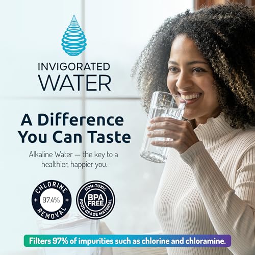 Invigorated Water PH001 - White Alkaline Water Filter – Replacement Filters for all Pitcher & Dispenser Filtration Systems – BPA-Free, Removes Chlorine, Heavy Metals – 96 Gallons/Filter (3-Pack)