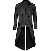 MOFOVELY Mens Pirate Coat Steampunk Jacket Tailcoat Renaissance Jacket Halloween Hatter Costume