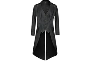 MOFOVELY Mens Pirate Coat Steampunk Jacket Tailcoat Renaissance Jacket Halloween Hatter Costume