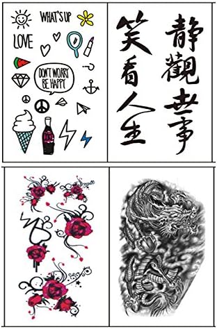 VanTattoo (20Sheets) Fashion Body Art Stickers Removable Waterproof Temporary Tattoo Chinese Character Chic Style 4 Pattern