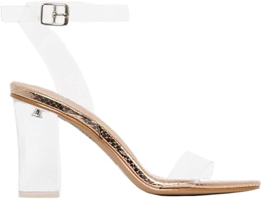 mid clear block heels
