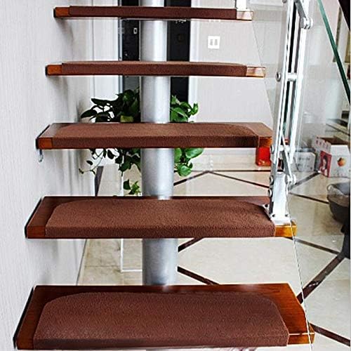 Stair Tread Bullnose Carpet Non-Slip Indoor Durable Mat (Brow Set of 7)