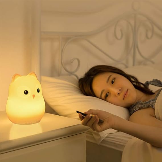Leoie LED Night Light, 7-Color Flashing USB Rechargeable Soft Silicone LED Nightlight with Remote Control Bird: 105 * 97 * 120mm