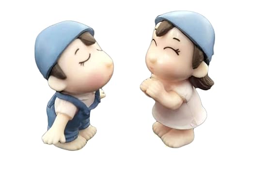 Futurekart Mini Couple Boys Girls Figurines Bonsai Fairy Garden Terrarium Flowerpot Decor Pick 2 Pieces ? Blue?