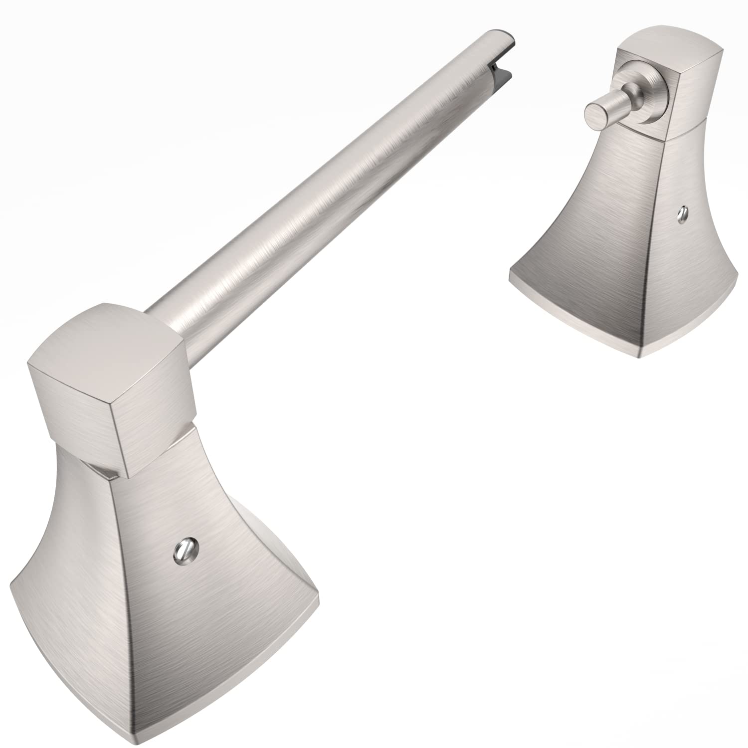 Photo 1 of WZRUA Brushed Nickel Toilet Paper Holder Bathroom Double Post Pivoting Tissue Roll Holder Stainless Steel and Zinc Alloy Wall Mount