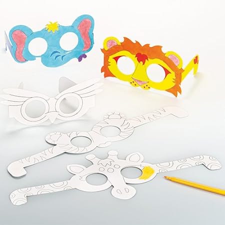 Amazon メガネ型カード アニマル 動物 12枚入り 塗って遊んで楽しい 子どもたちのアクティビティに 子供達の手作りカードや工作に お得なセット 変身アクセサリー おもちゃ