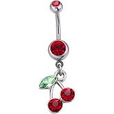 FASACCO Gold Clicker Belly Button Ring Hoop with Dangle 14G