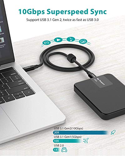 NIMASO USB C to USB C 3.1 Gen2 Cable, PD 100W USB Type C to Type C Fast Charging Cable 4K Video Output for Samsung… - Afbeelding 4