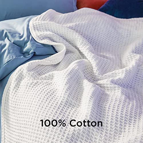 BEDSURE 100 Cotton Blankets Twin XL Size for Bed 405GSM Waffle Weave