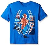 Marvel Boys' Little Boys' Spiderman Web Shooting Short Sleeve T-Shirt, Royal, Medium/5/6