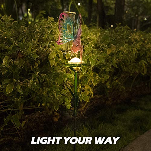 LeiDrail Rain Gauge Outdoor Solar Powered Garden LED Lights 5 Inch Capacity Fairy Decorative Metal Stake Waterproof Large Glass Large Tube for Yard Lawn Pathway