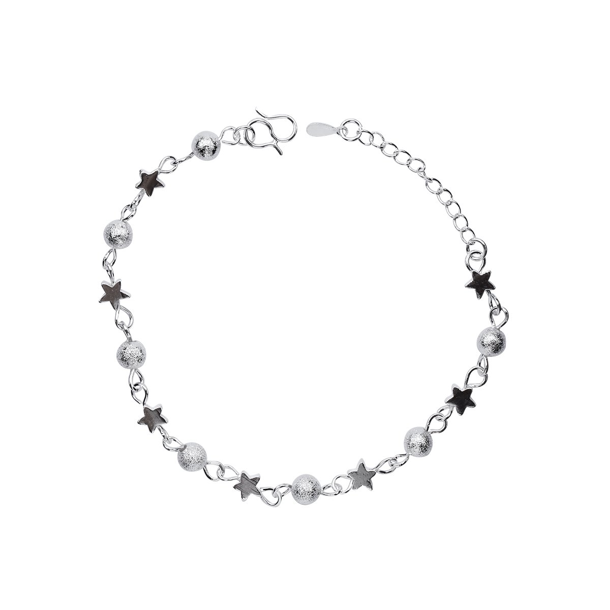 NANHONG Dainty Jewellery Beaded Charm Bracelet in 925 Sterling Silver Star Hand Catenary with Gift Box