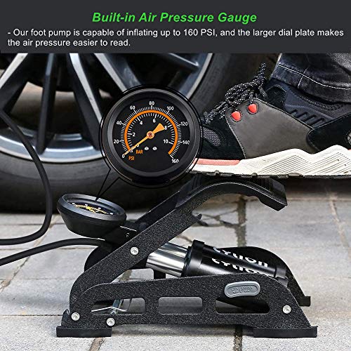 Double Cylinder Bike Foot Pump Portable Floor Air Inflator Pump with