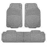 FH Group FH-F11307 Semi Custom Trimmable Heavy Duty Rubber Floor Mats Front & Rear - Gray 3pc Set