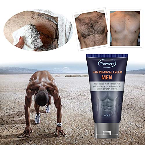 Hair Removal Cream for Men, Depilatory Cream for Men, Hair Remover for Men, Natural Painless Permanent Hair Removal Cream, Plastic Scraper, Used on Bikini, Underarm, Chest, Back, Legs and Arms, 60ml