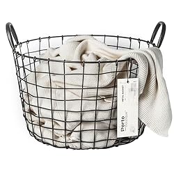 16"D x 12"W x 12"H Large Wire Basket - Round Grey