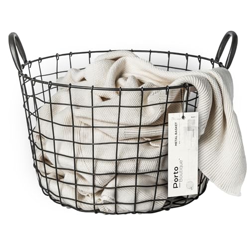 16"D x 12"W x 12"H Large Wire Basket - Round Grey