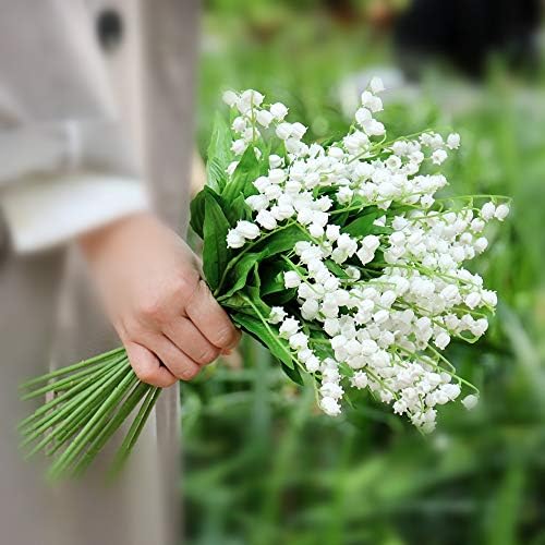 Fanxieast Artificial Real Scented Floral Flowers, Realistic Blossom Artificial Flower Baby Breath Bouquets Wedding Home Decor (Lily of the valley, 6 pack)