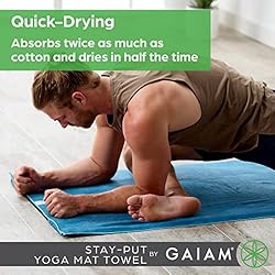 Gaiam Yoga Towel - Mat Sized Active Dry Non Slip