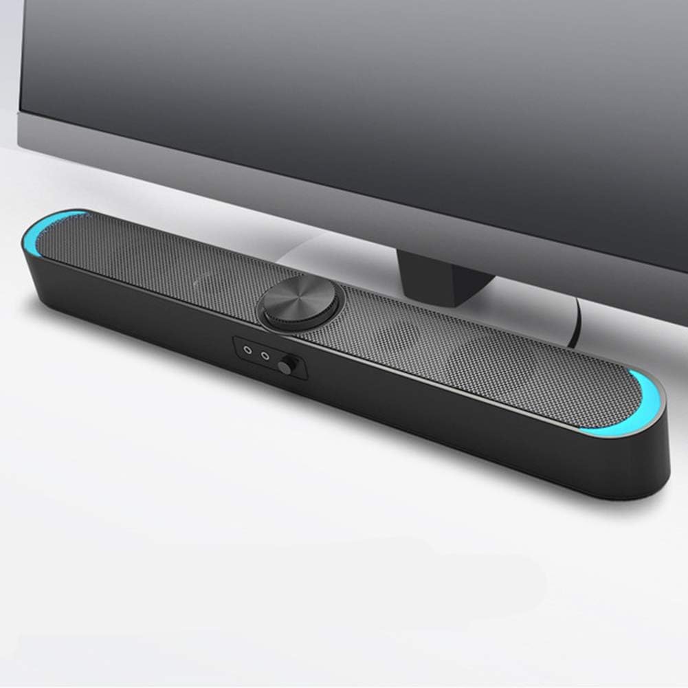 Soundbar Speakers USB Sound Bar Computer with LED Lights 3.5Mm Audio
