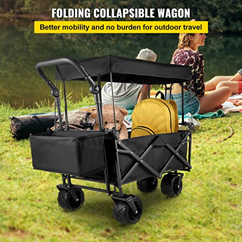 Happbuy Extra Large Collapsible Garden Cart with Removable Canopy
