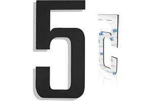HVATRY Modern House Numbers for Outside - Self-Adhesive, Large 6 Inch, Metal House Address Numbers - Ideal For Mailbox, Door, And Outdoor Address - House Number 5