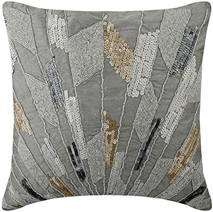 Amazon Com The Homecentric Decorative Silver Designer Pillow Case Cover 16x16 Inch 40x40 Cm Silk Throw Pillows For Couch Abstract Art Deco Toss Pillow Covers Silver Glamor Home Kitchen