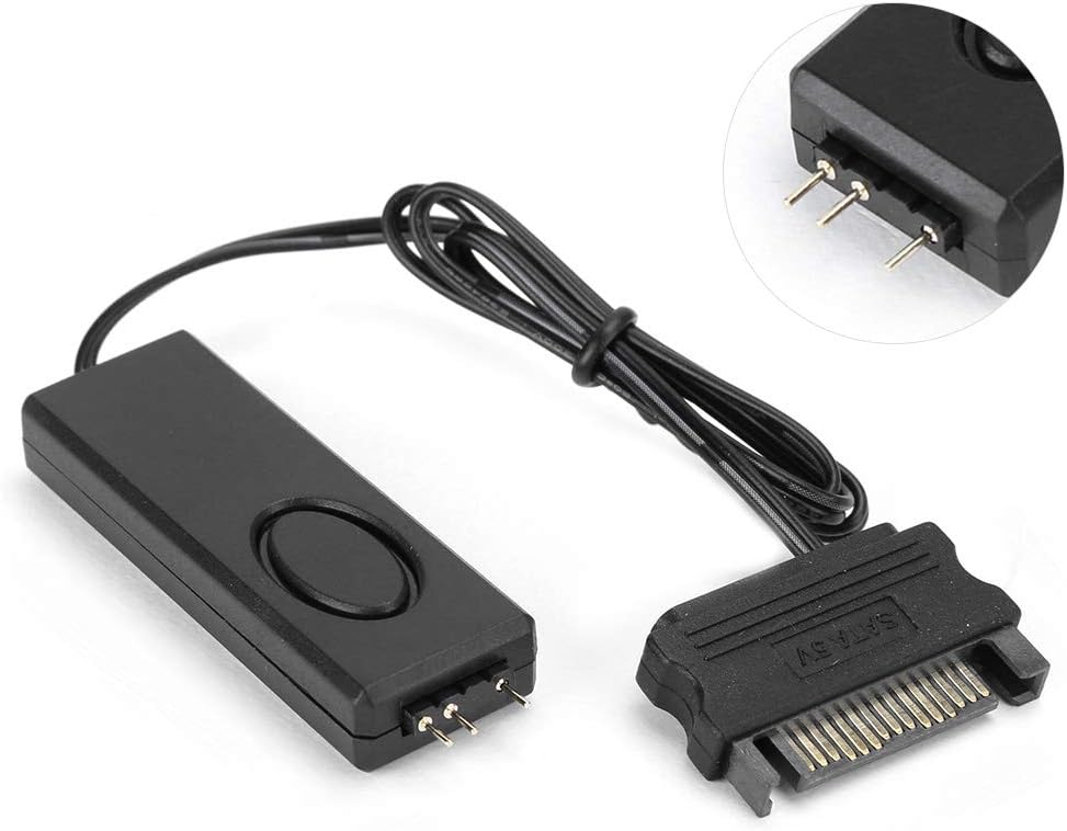 Junluck Mini 3‑pin ARGB Connector RF Remote Control Fan Light Controller LED Remote Control PC Accessories 5V Symphony ARGB SATA‑Pin Black (Black) - Image 4