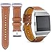 Mornex Band Compatible with Fitbit Ionic, Classic Leather Band Replacement Accessory Strap for Smart Watch, for Women Men Small Large Light Brown