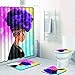 Zehui African Women Printing Toilet Pad Cover Bath Mat Shower Curtain Set Four-Piece Set Fzn0016