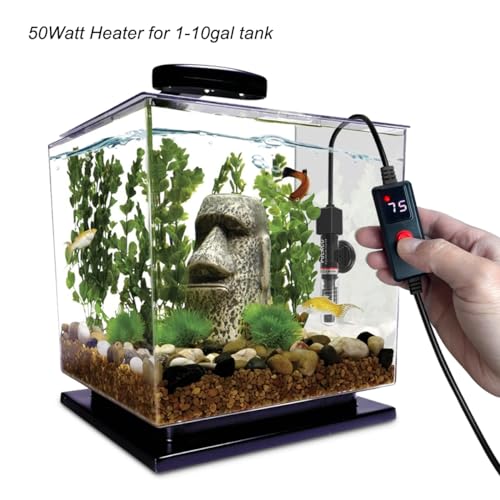 PULACO 50W Mini Aquarium Heater for 110 Gal Tank, Fish Heater with