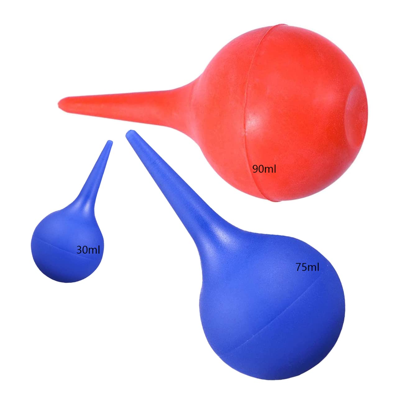 3 in 1 Ear Syringe - Reusable Ear Wax Removal Tool - 30ml/75ml Blue, 90ml Red