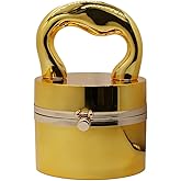 Tasysain Women Acrylic Evening Bucket Bag Shiny Bucket Cylindrical Thick Handle Clutch Unique Niche Prom Crossbody Handbag