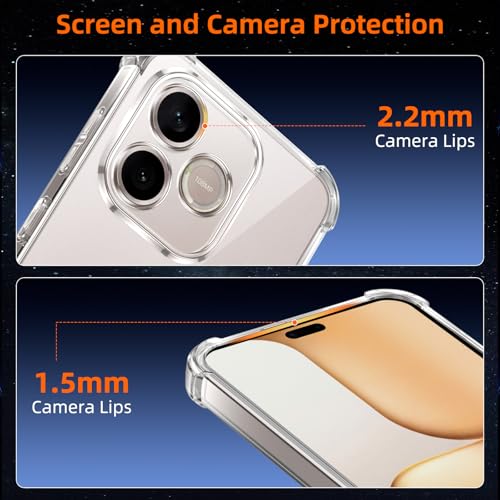Vauki Clear Cover for Honor 600 Lite 5G with 2 Pieces Tempered Glass Film, Transparent Shockproof Case with TPU Bumper, Soft Thin Anti Yellowing Case
