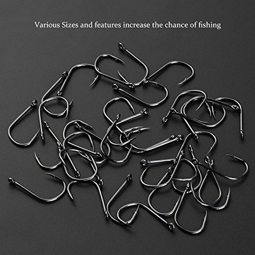 T-Siji 10 Multiple Sizes High Carbon Steel Freshwater Or Saltwater Circle Offset point Octopus Fishing Fish Hook Set For Father Day Gift, Pack of 500 - Thumbnail 3