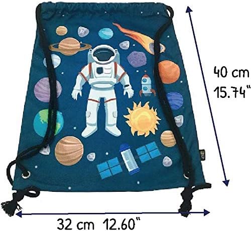HECKBO kids astronaut space gym drawstring bag, 40x32cm, 12.6" x 15.8", string bag - Image 3