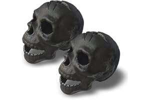 JTRF 2pcs Refractory Materials Fireproof Imitated Human Fire Pit Skulls Gas Log for NG, LP Wood Fireplace, Firepit, Campfire, Halloween Decor, BBQ
