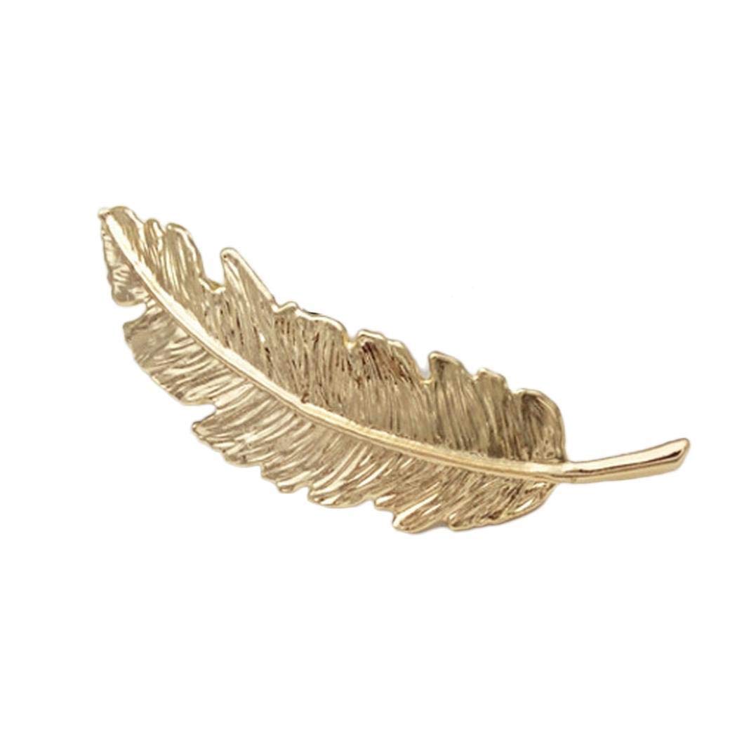 UpBeauty Leaf Feather Hair Pin Jewelry Women Hair Clip Hairpin Hair Accessories Headwear Gold